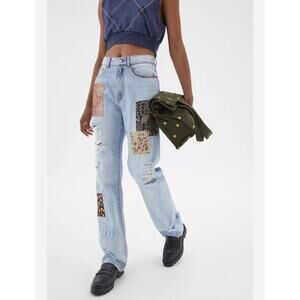 Urban Outfitters BDG Distressed Straight Leg Patchwork Cowboy Jean 25
